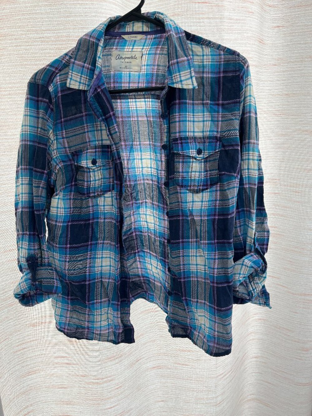 Women's Large Blue Aeropostale Button Up Shirt Aeropostale (038)